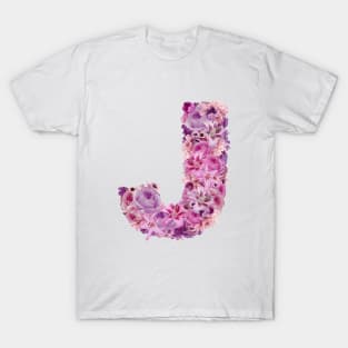 Pink Floral Letter J T-Shirt